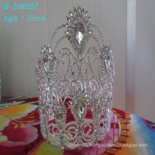 Fashion crystal flower large pageant crowns, full pageant round crowns